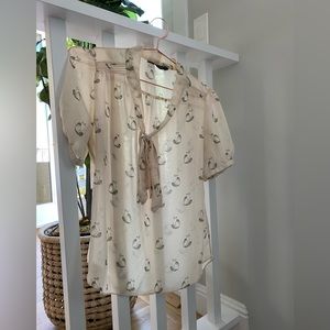 Cat print pussybow blouse perfect for cat lovers
